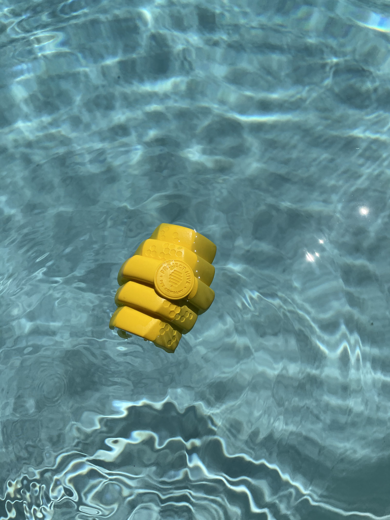 Hive Chew Toy for Large Dogs floating in water